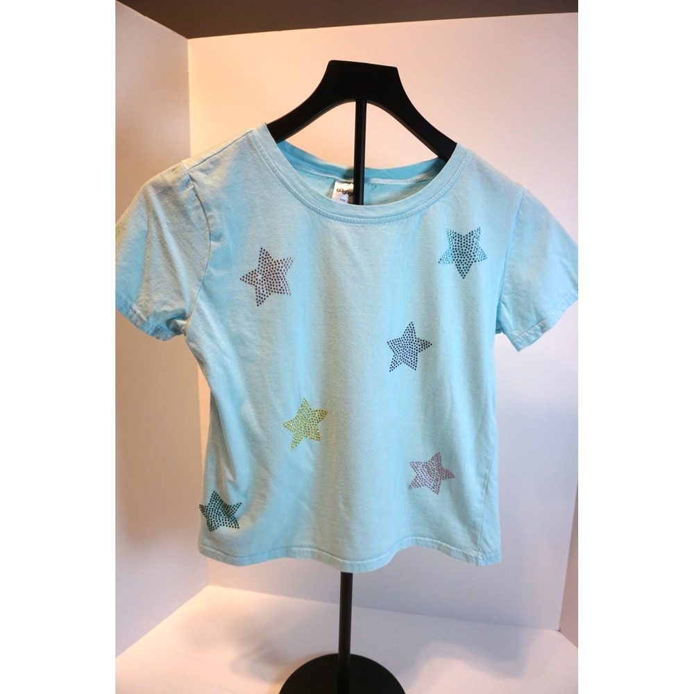 Iscream Girls Light Blue Rhinestone Star Graphic T-Shirt Size Large 14